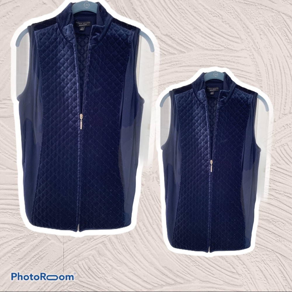 Susan Graver navy blue velvet vest.